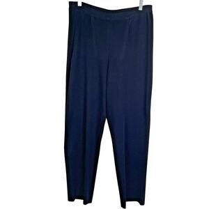 Exclusively Misook Pants Trousers Size L Black Knit Pull On Straight Leg Career